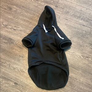 Black Dog Hoodie with White Drawstrings